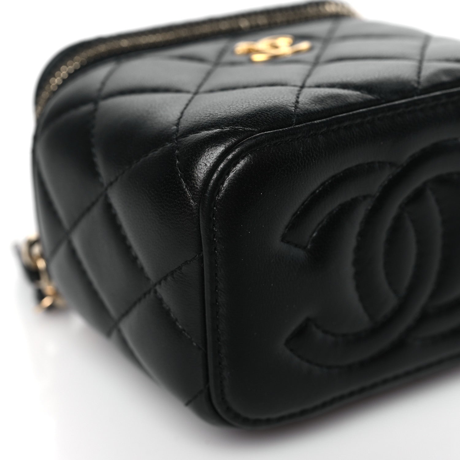 Chanel Lambskin Quilted Mini Pearl Crush Vanity Case With Chain Black 9 of 11