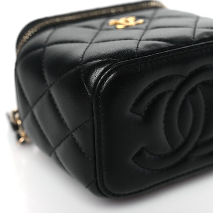 Chanel Lambskin Quilted Mini Pearl Crush Vanity Case With Chain Black 9 of 11