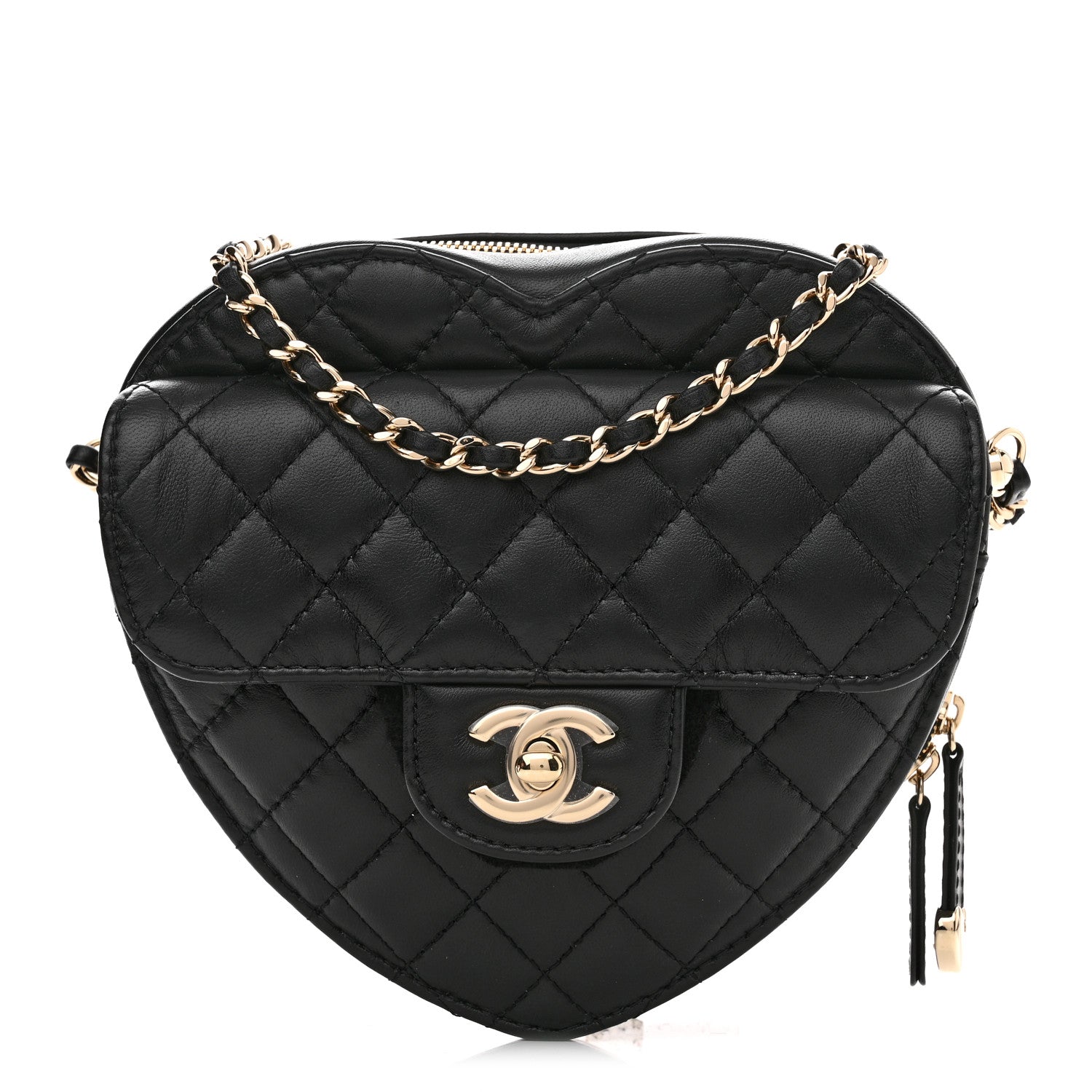Chanel Lambskin Quilted CC In Love Heart Bag Black 1 of 10
