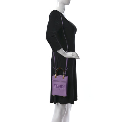 Fendi Vitello King Plexiglass Logo Embossed Mini Fendi Sunshine Shopper Tote Violetta 2 of 11