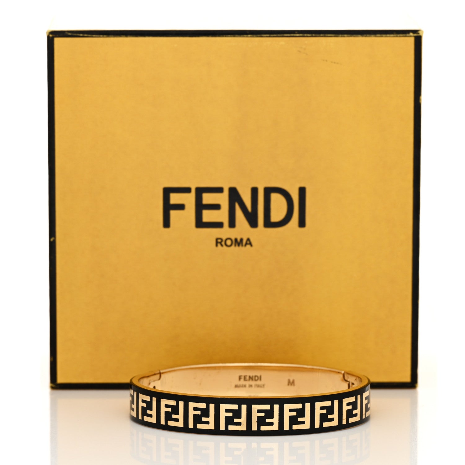 Fendi Brass Enamel FF Bracelet M Gold Black 7 of 7