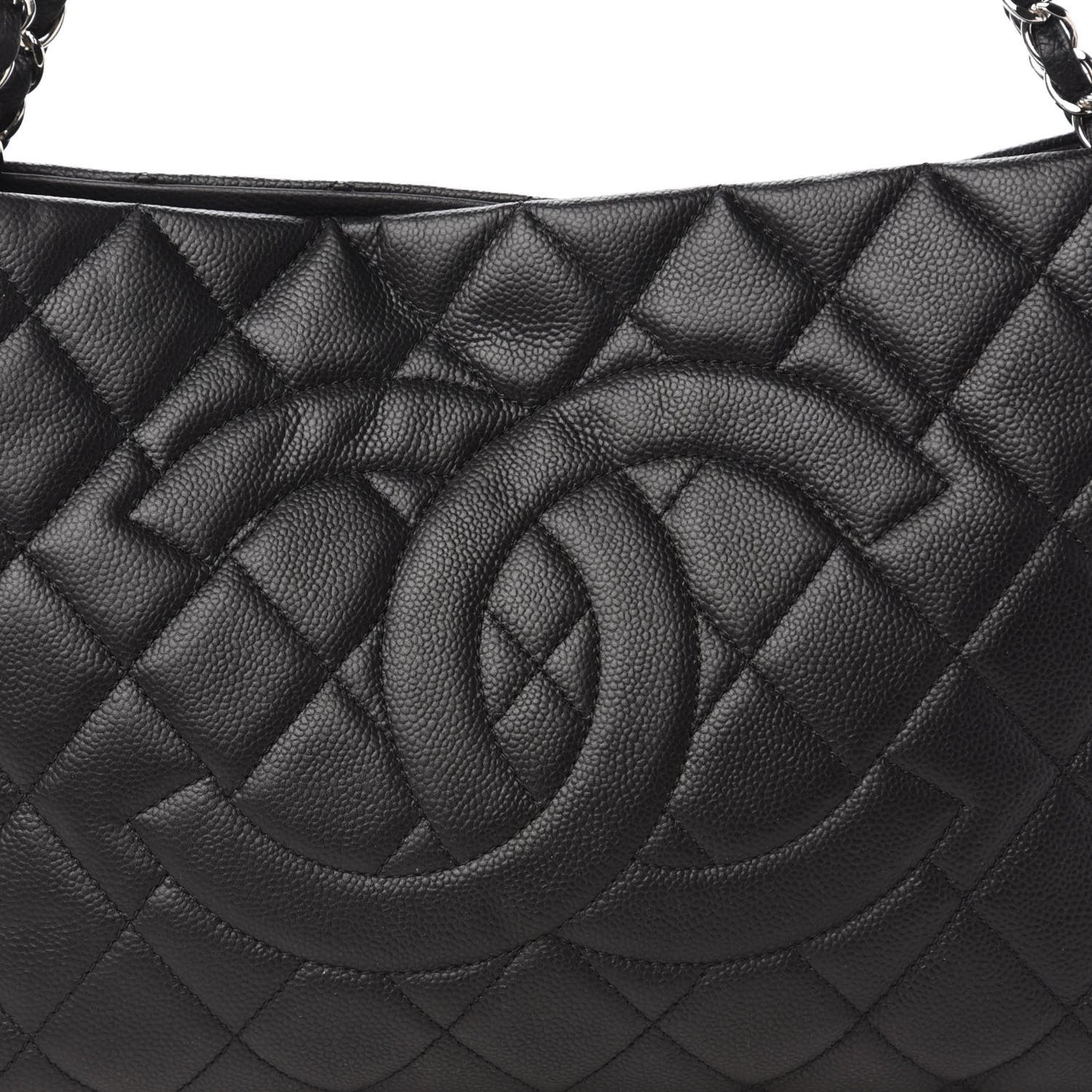 Caviar Quilted Expandable Zip Shoulder Bag Black