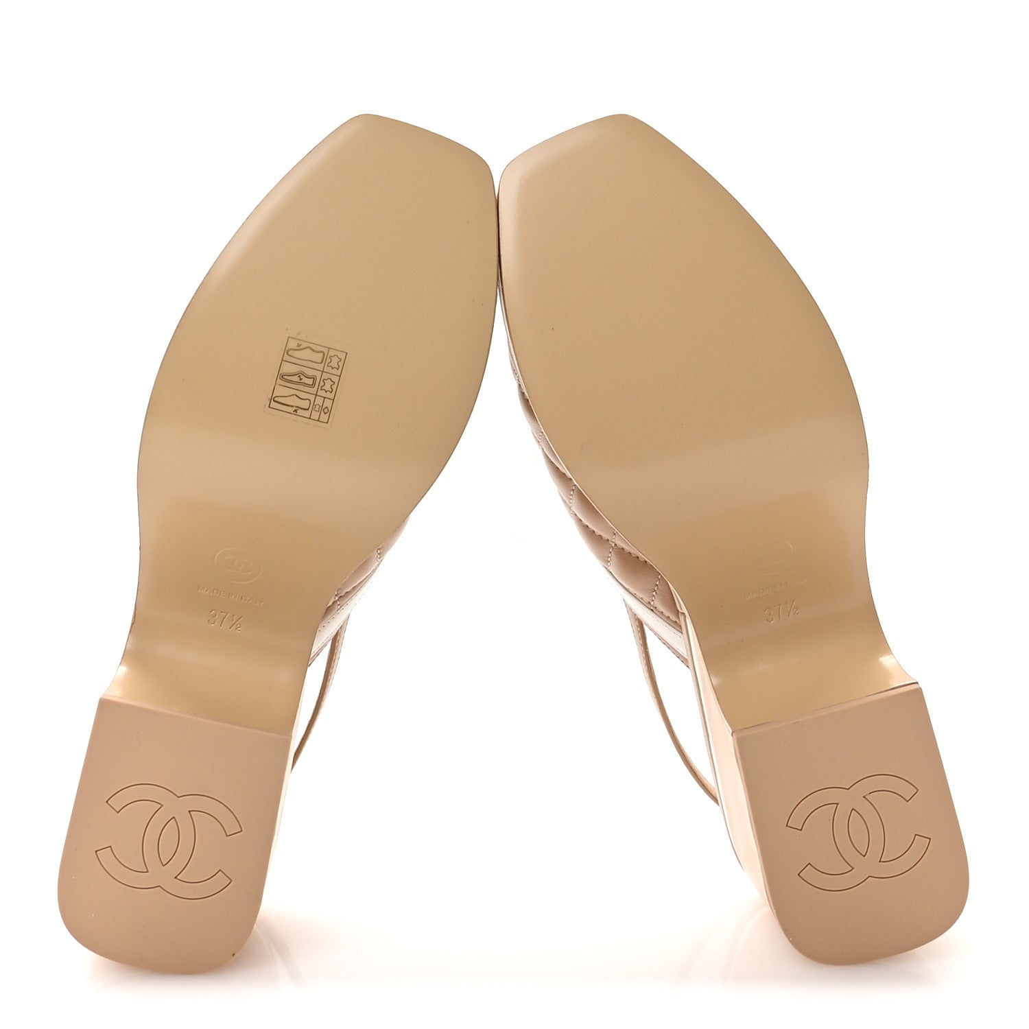 Chanel Lambskin Patent Quilted CC Platform Sandals 37.5 Beige White 6 of 9