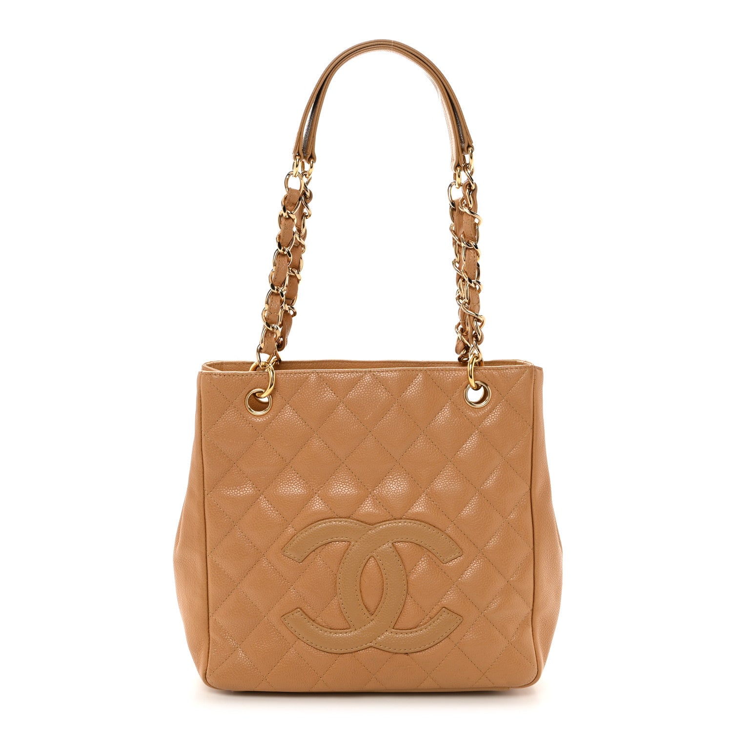 Chanel Caviar Quilted Petit Shopping Tote PST Dark Beige 1 of 14