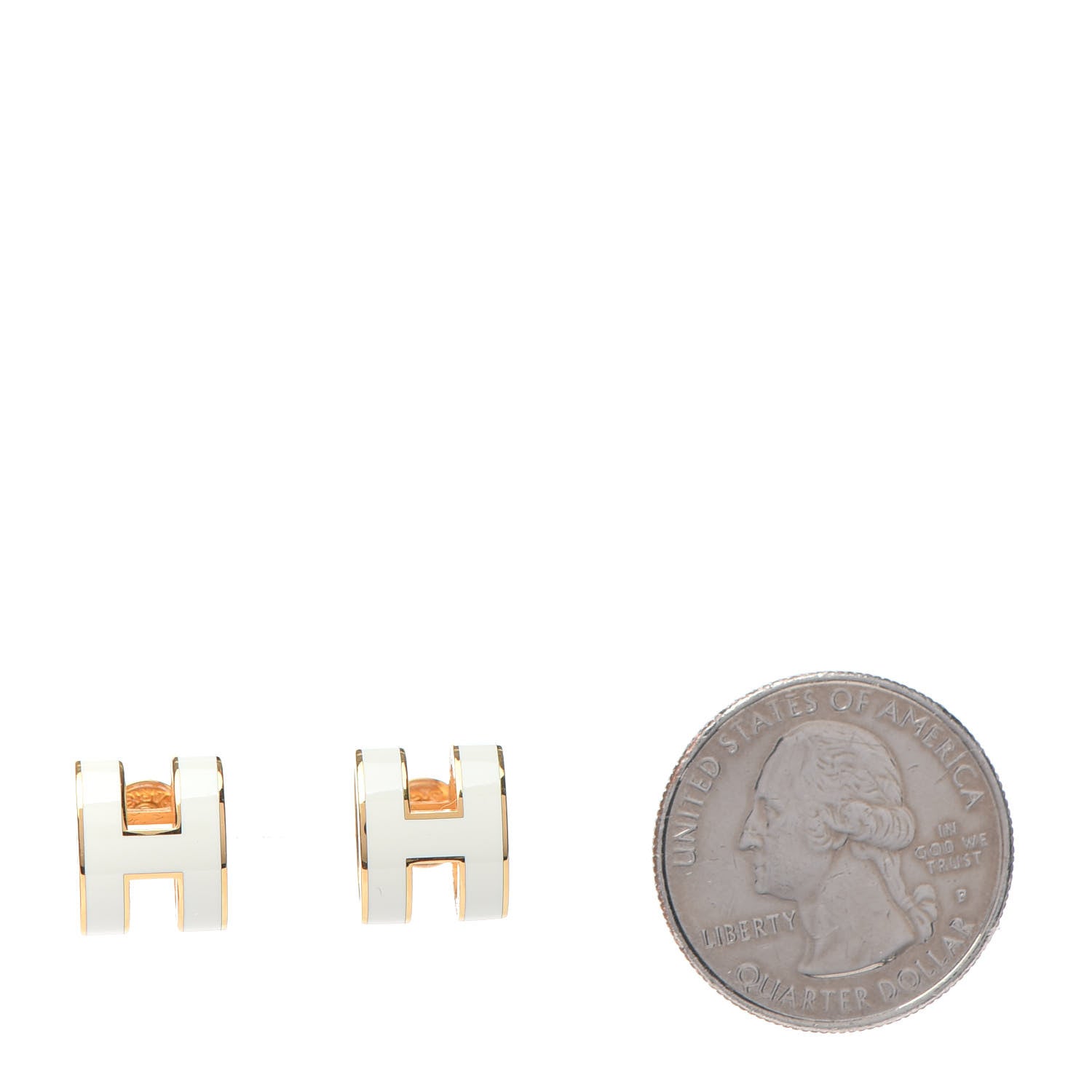Hermes Gold Lacquered Pop H Earrings White 2 of 6
