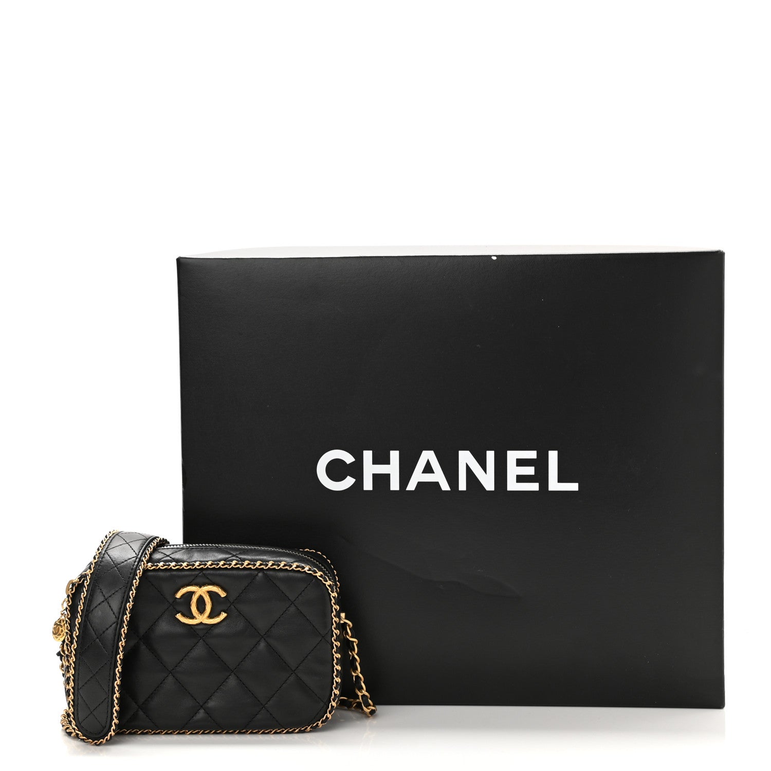 Chanel Lambskin Quilted Chain CC Mini Camera Case Black 10 of 10