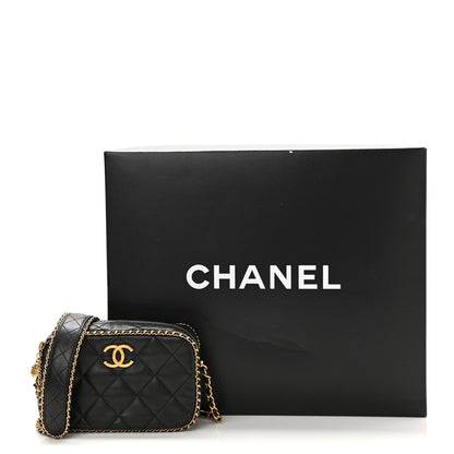 Chanel Lambskin Quilted Chain CC Mini Camera Case Black 10 of 10