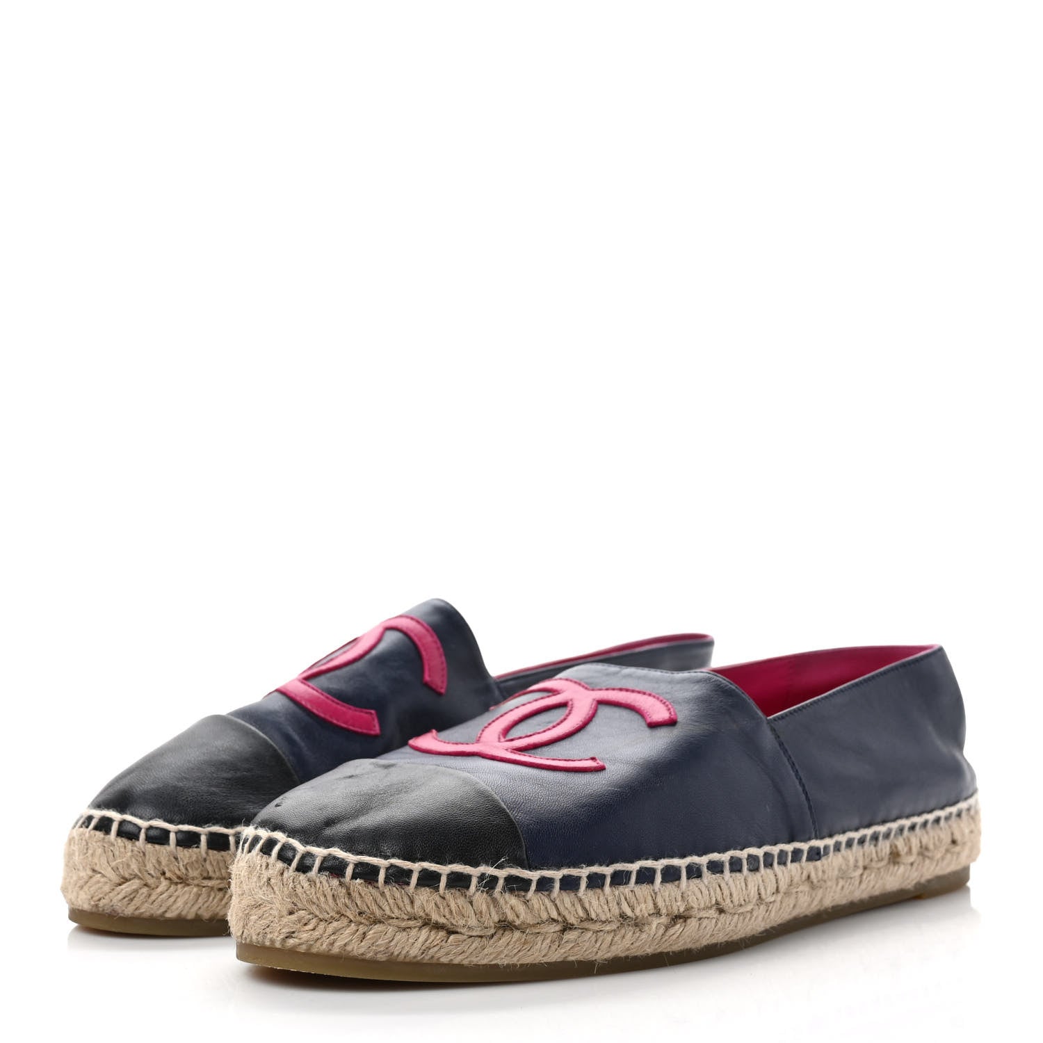Chanel Lambskin CC Espadrilles 42 Navy Fuchsia Black 3 of 9