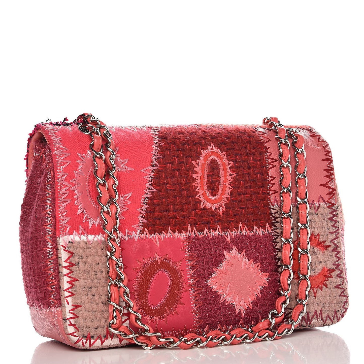 Tweed Patchwork Jumbo Single Flap Pink