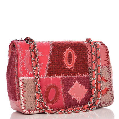 Chanel Tweed Patchwork Jumbo Single Flap Pink 4 of 10