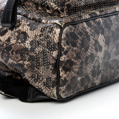 MCM Visetos Snakeskin Printed Studded Medium Stark Backpack Grey 6 of 8