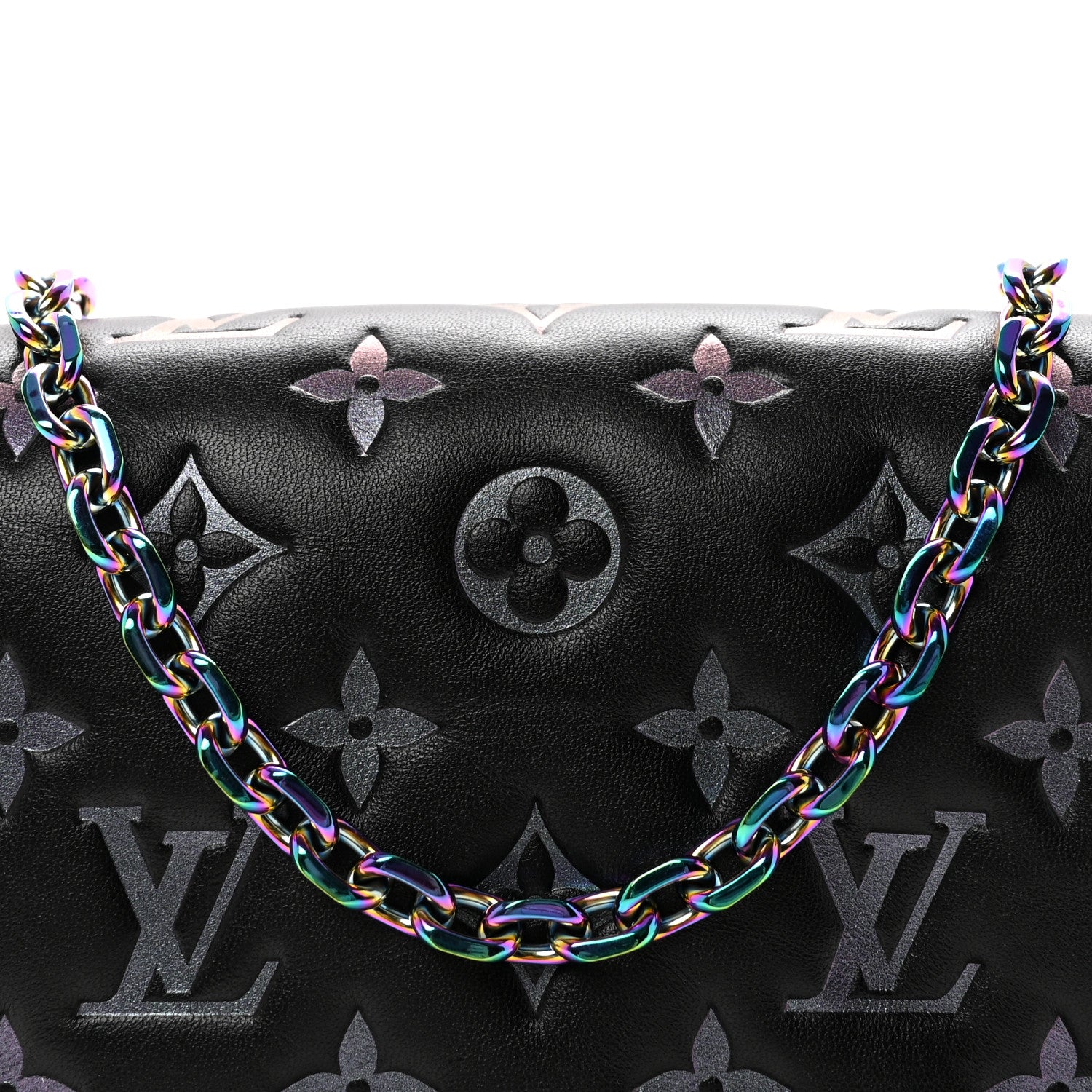 Louis Vuitton Lambskin Embossed Monogram Scarabeo Pochette Coussin Black 7 of 9