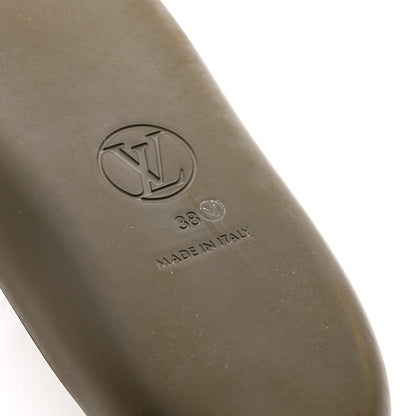 Louis Vuitton Matte Rubber Monogram Embossed Sunbath Slide Sandals 38 Khaki 8 of 9