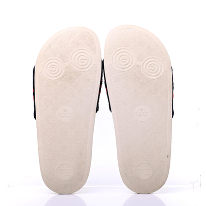 Gucci Velvet GG Monogram Slide Sandals 38 Blue Red 6 of 12