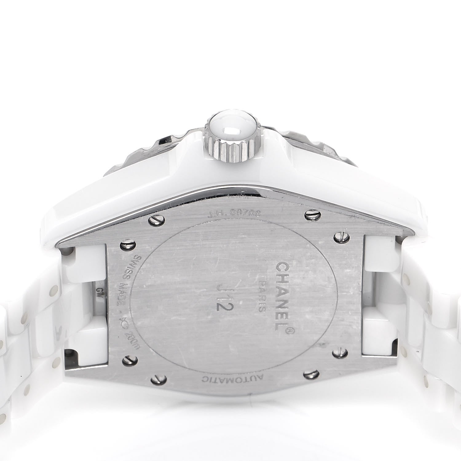 Chanel Stainless Steel Ceramic Diamond 38mm J12 Automatic Watch White 4 of 4