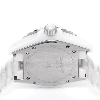 Chanel Stainless Steel Ceramic Diamond 38mm J12 Automatic Watch White 4 of 4