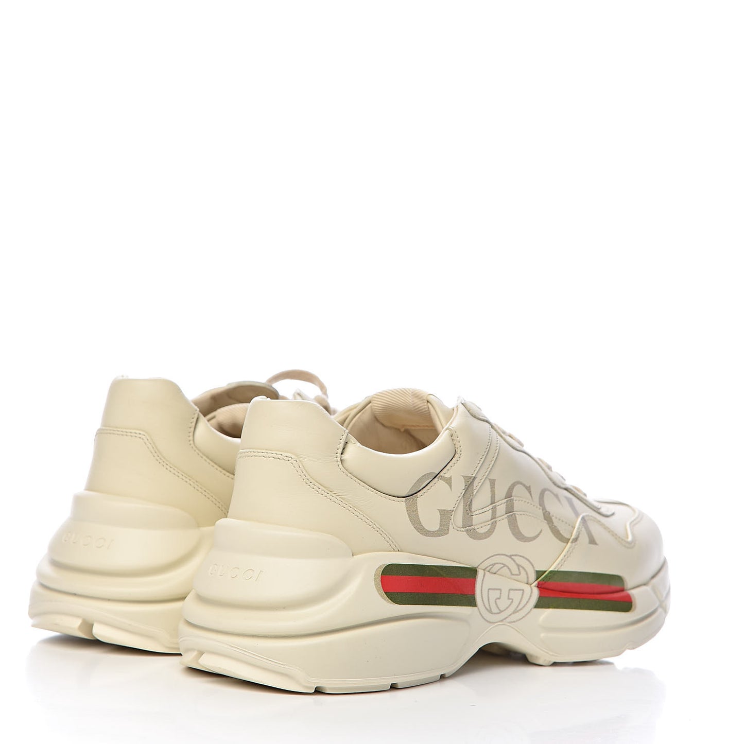Calfskin Logo Mens Rhyton Sneakers 10 Ivory