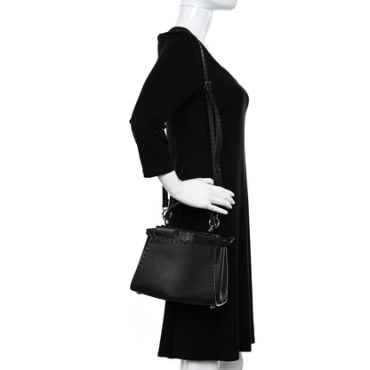 Fendi Cuoio Romano Selleria Bi-Color Mini Peekaboo Iconic Satchel Black Mou 2 of 12
