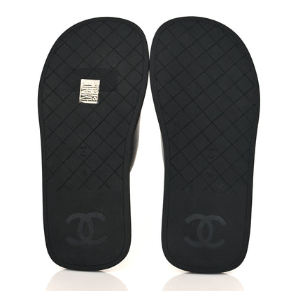 Chanel Lambskin Padded Pool Thong Sandals 36 Black 5 of 9
