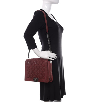 Chanel Iridescent Calfskin Quilted Medium Gentle Boy Flap Dark Red 2 of 12
