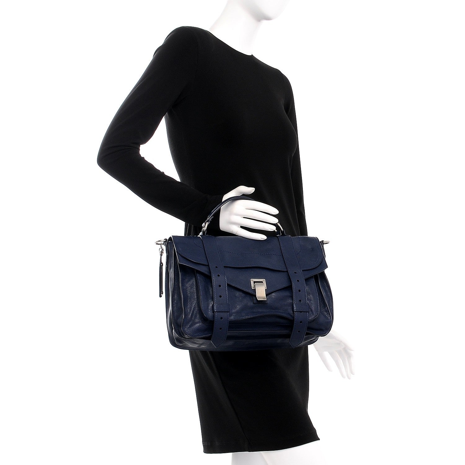 Proenza Schouler Lambskin Medium PS1 Satchel Indigo 3 of 9