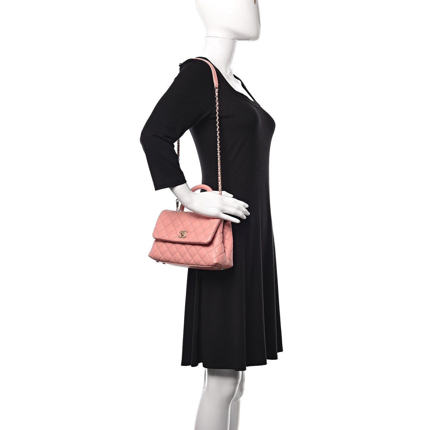 Caviar Quilted Mini Coco Handle Flap Pink