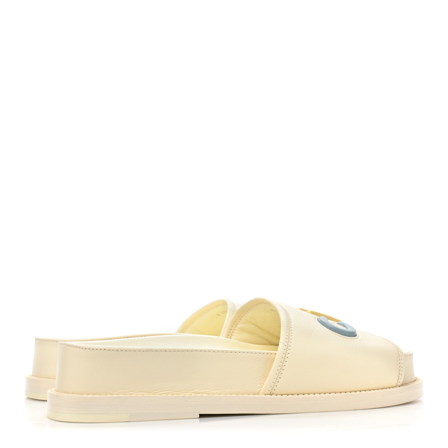 Chanel Lambskin Cha-Nel Mule Sandals 38.5 Ivory Multicolor 5 of 11