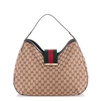 Gucci Monogram Large New Ladies Web Hobo Dark Brown 1 of 7