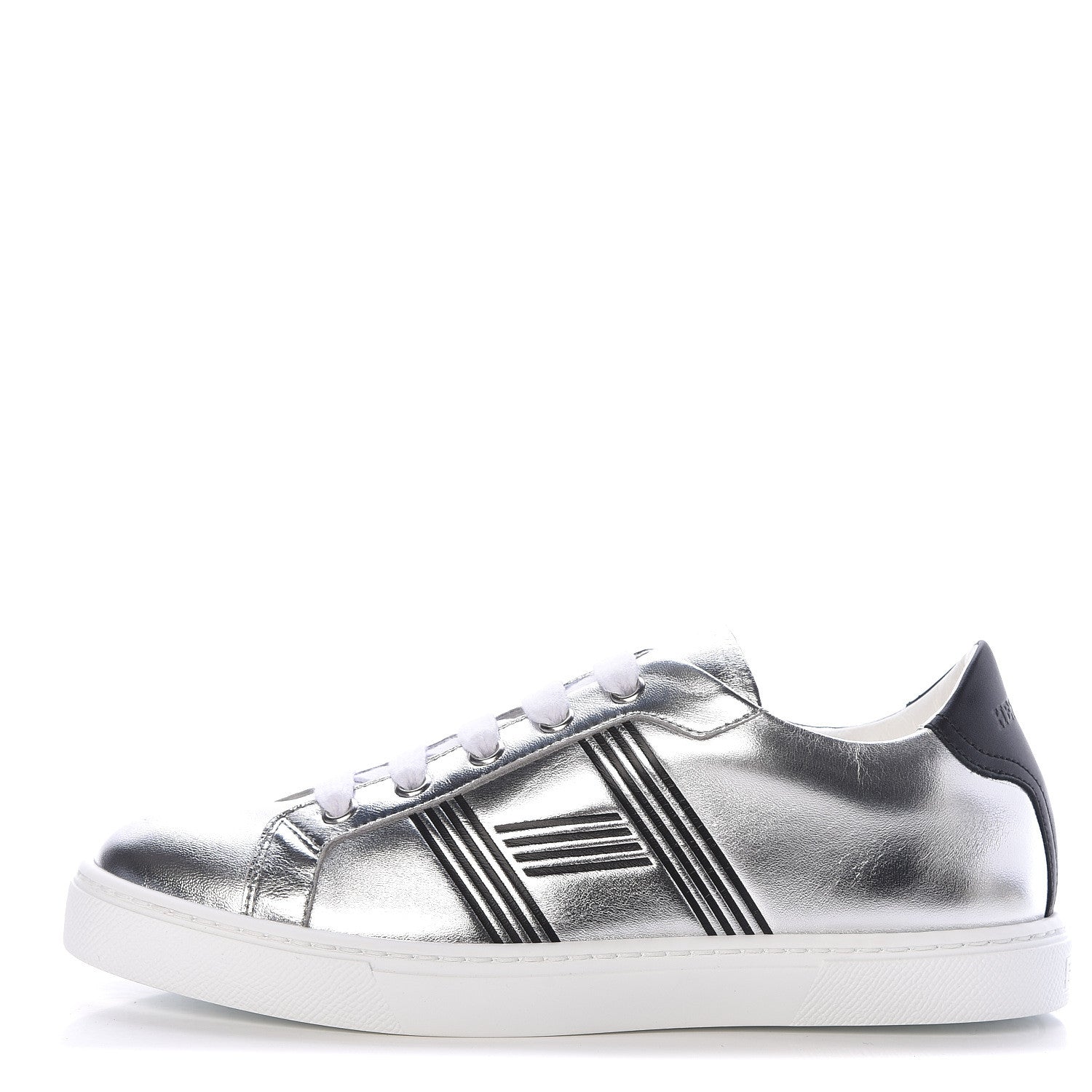 Hermes Metallic Calfskin Womens Avantage Sneakers 36 Gris Argente Black 1 of 9