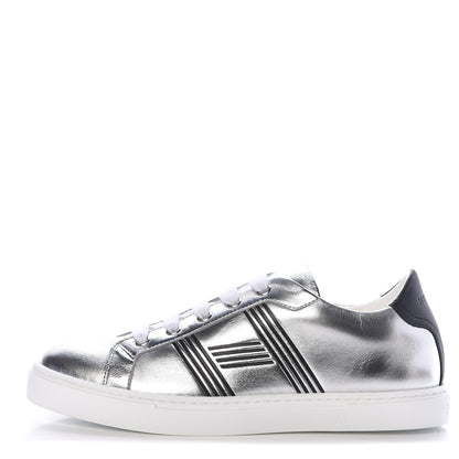 Hermes Metallic Calfskin Womens Avantage Sneakers 36 Gris Argente Black 1 of 9