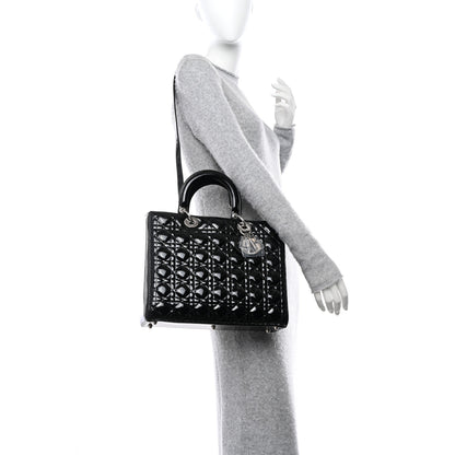 Christian Dior CHRISTIAN DIOR Patent Cannage Large Lady Dior Black 2 of 11