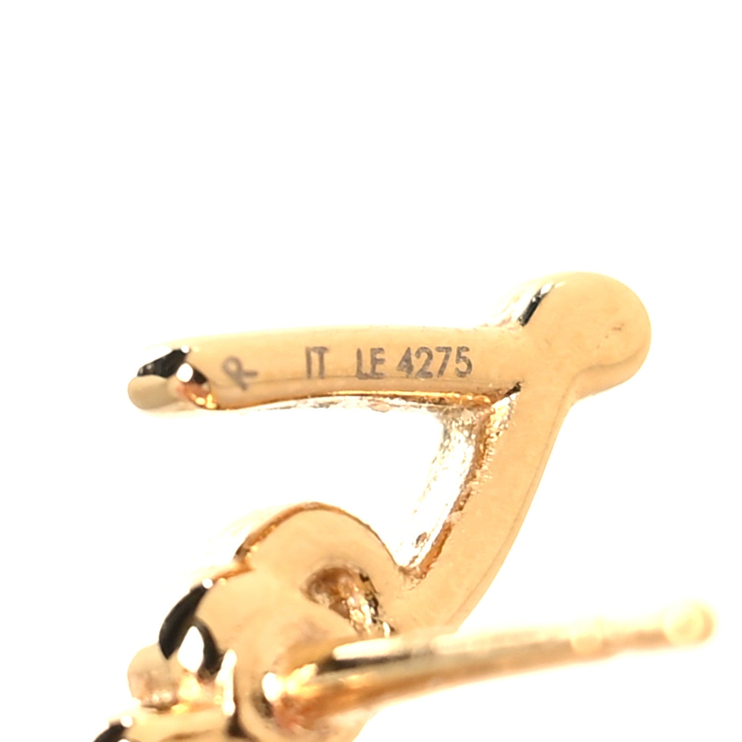 Louis Vuitton Metal LV Script Stud Earrings Gold 4 of 5