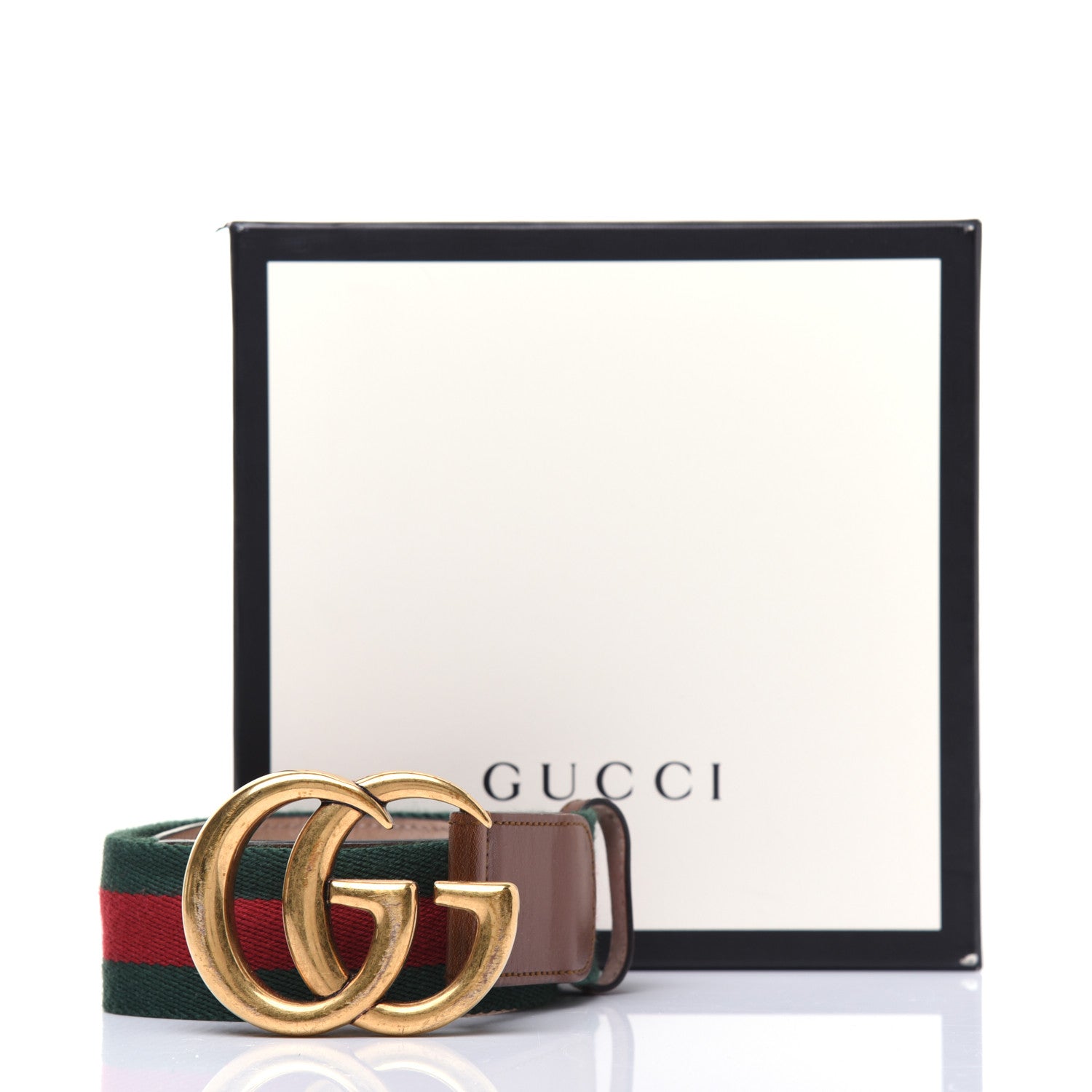 Gucci Nylon Calfskin Double G Web 40mm Belt 75 30 Green Red Cuir 12 of 12