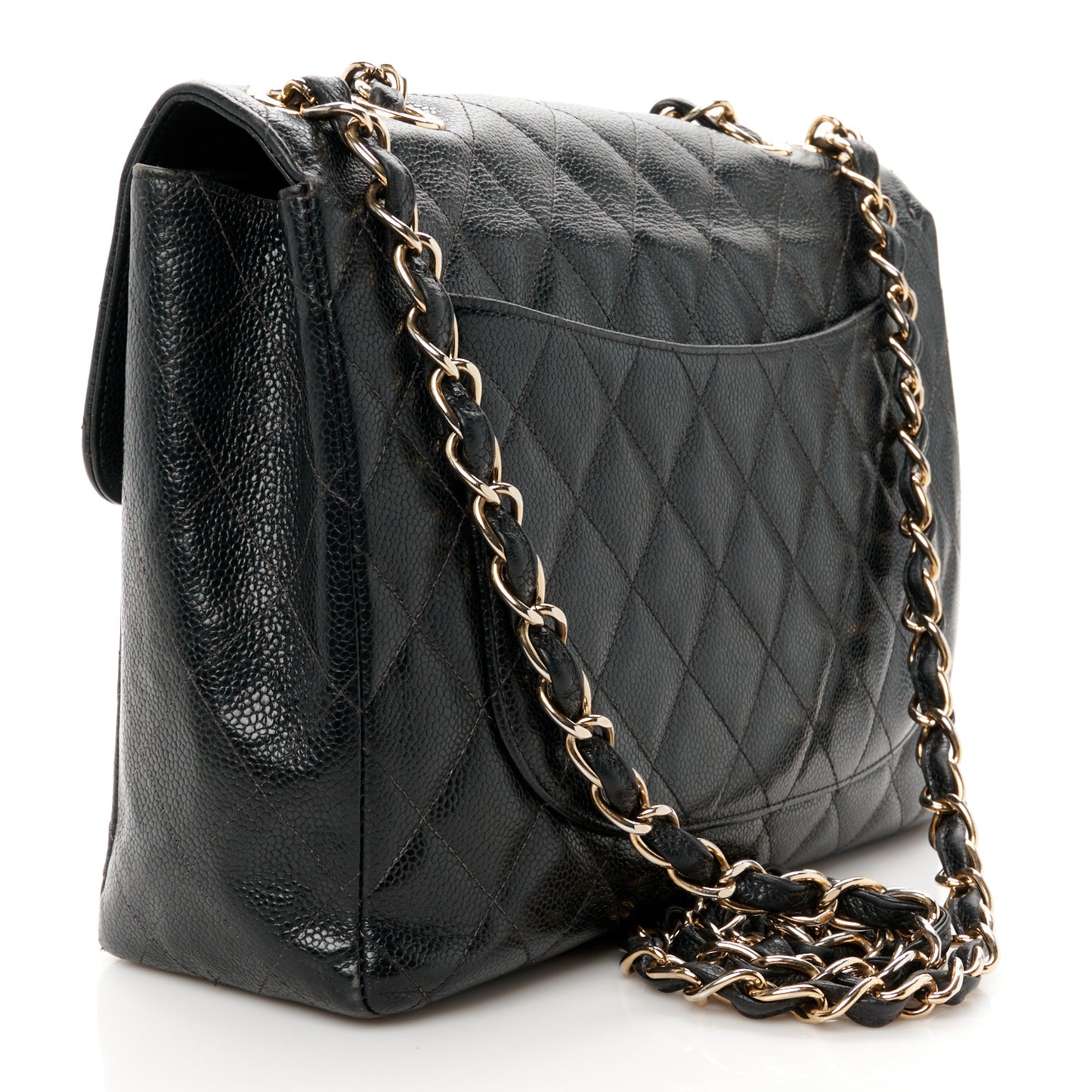 Caviar Quilted Jumbo Single Flap Black