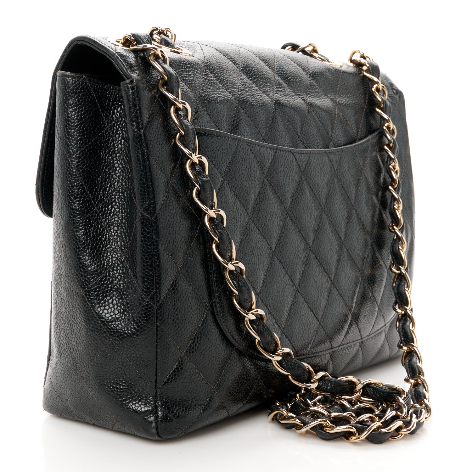 Chanel Caviar Quilted Jumbo Single Flap Black 3 of 12