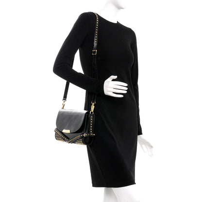 Burberry Polished Bridle Calfskin Studded Small Abbott Crossbody Bag Black 2 of 13