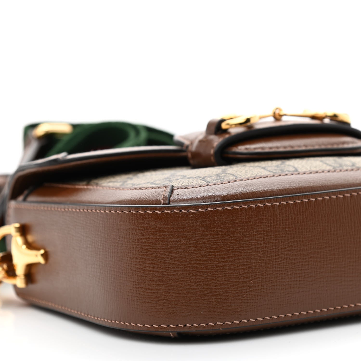 Gucci GG Supreme Monogram Web Mini Horsebit 1955 Shoulder Bag Beige Brown Sugar 9 of 10