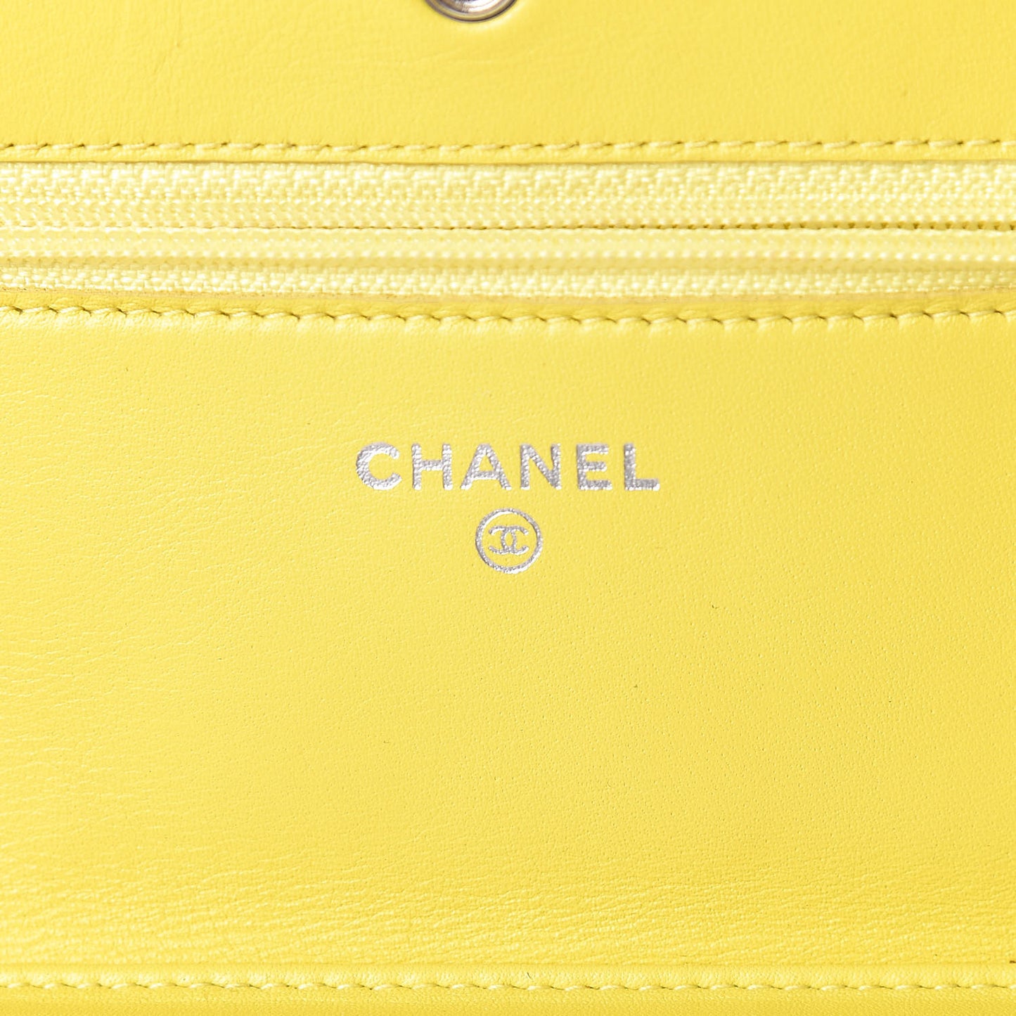 Patent Quilted Wallet On Chain WOC Yellow