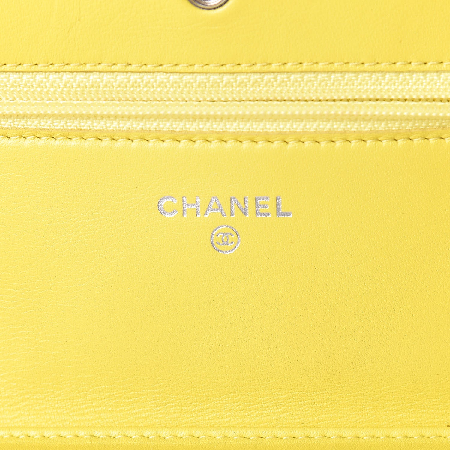 Chanel Patent Quilted Wallet On Chain WOC Yellow 6 of 20