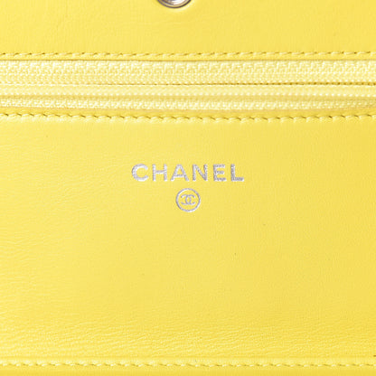 Chanel Patent Quilted Wallet On Chain WOC Yellow 6 of 20