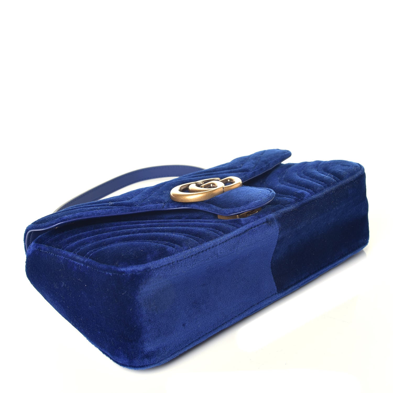 Gucci Velvet Matelasse Small GG Marmont Shoulder Bag Cobalt Blue 4 of 9