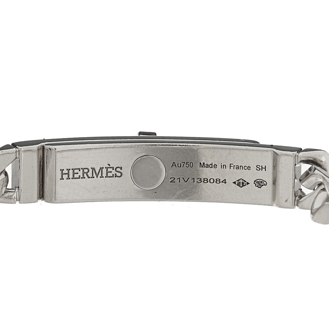Hermes 18K White Gold Diamond TPM Kelly Gourmette Bracelet SH 3 of 3