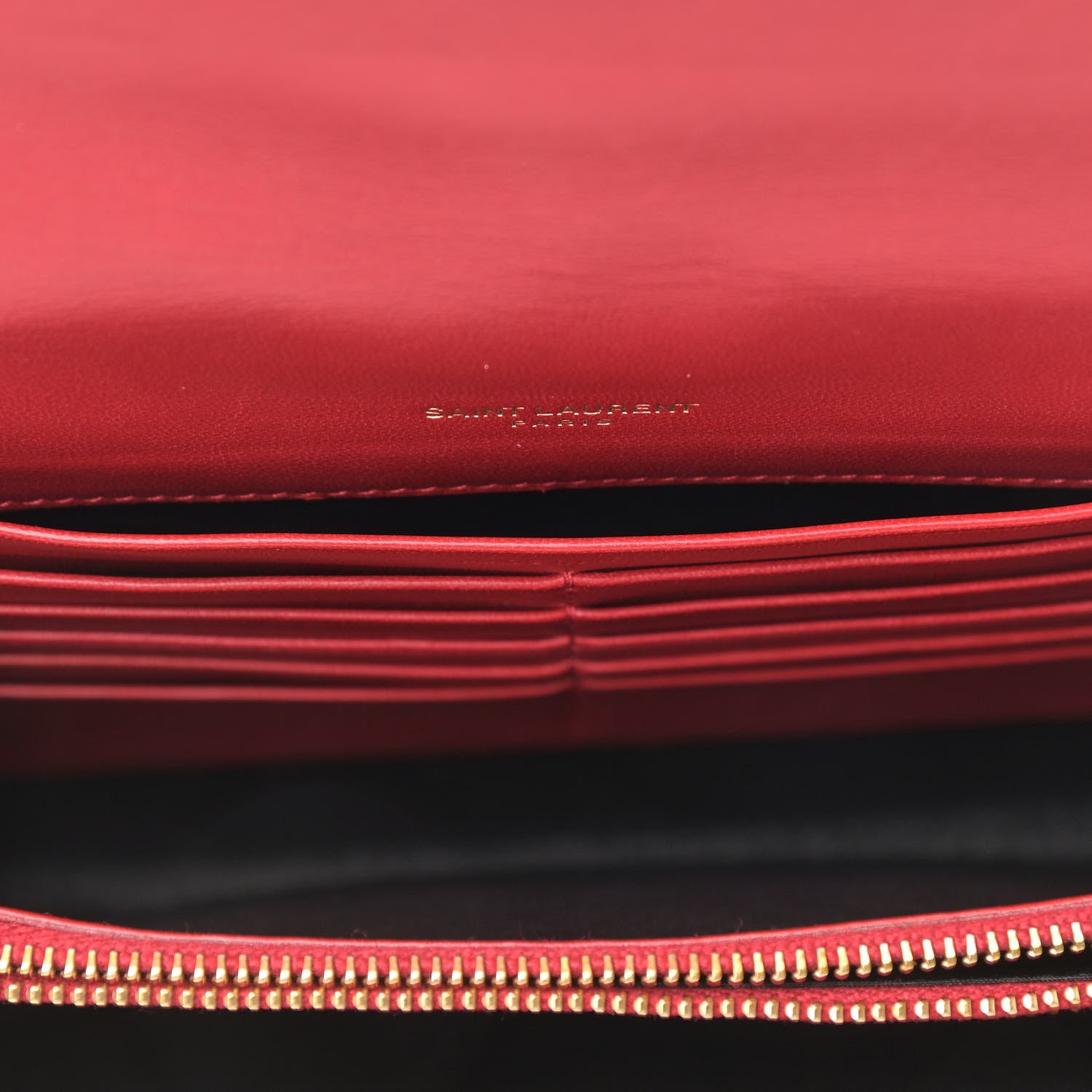 Saint Laurent Lambskin Matelasse Monogram Vicky Chain Wallet Rouge Eros 8 of 12