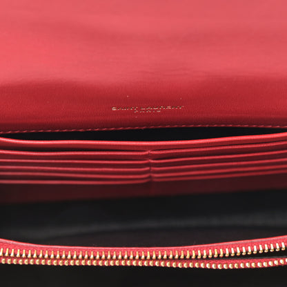 Saint Laurent Lambskin Matelasse Monogram Vicky Chain Wallet Rouge Eros 8 of 12