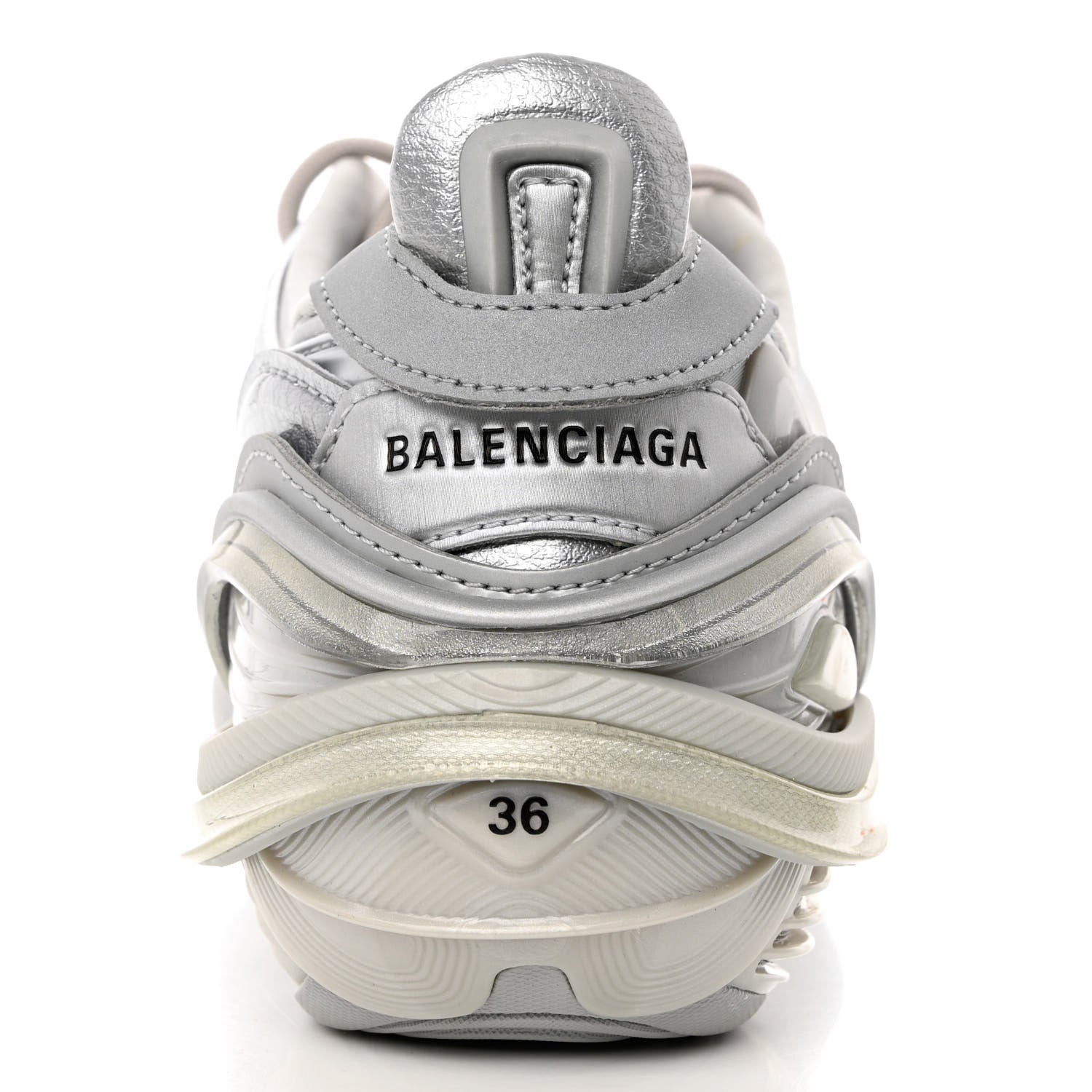 Balenciaga Metallic Rubber Mesh Womens Tyrex Sneakers 36 Monocolor Silver 7 of 9