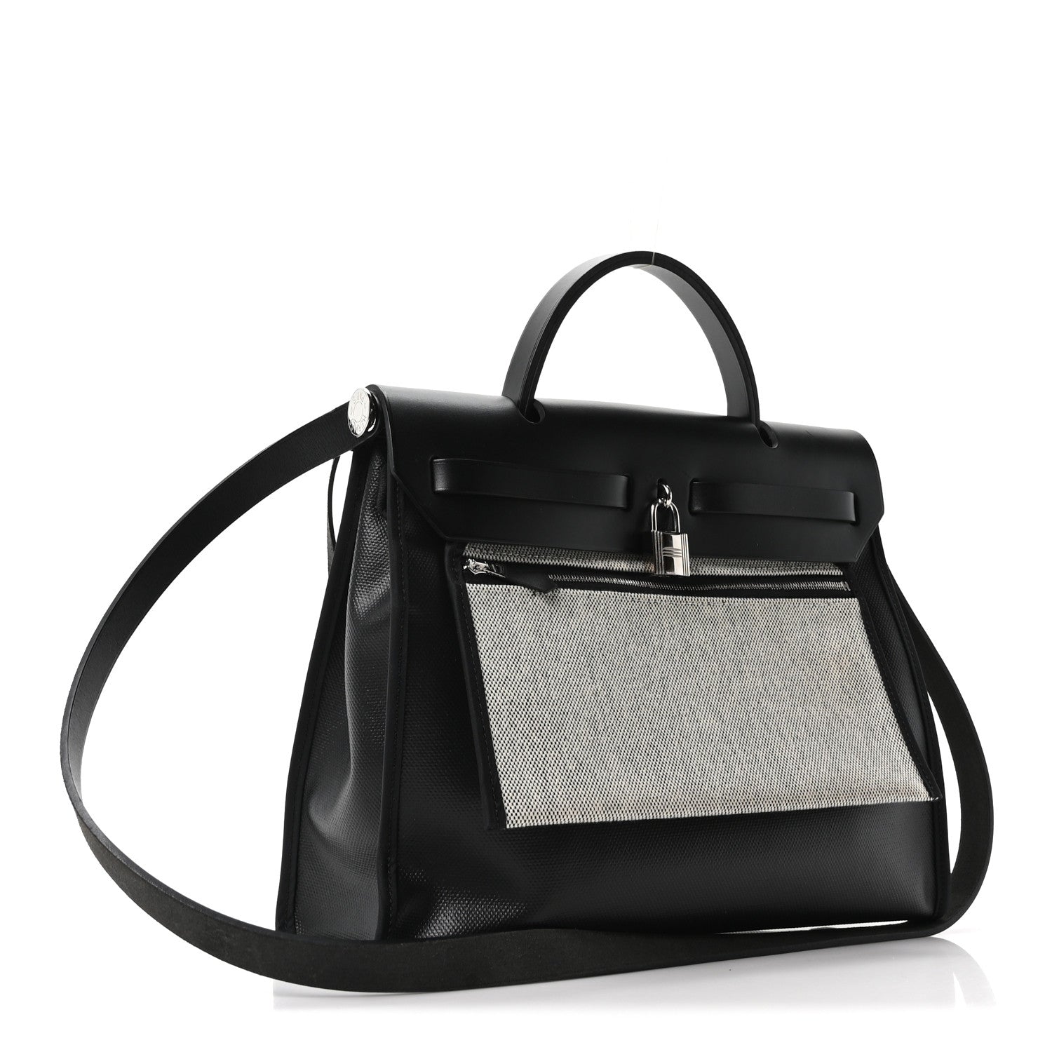 Hermes Toile H Berline Vache Hunter Herbag Zip PM 31 Black Ecru 4 of 10