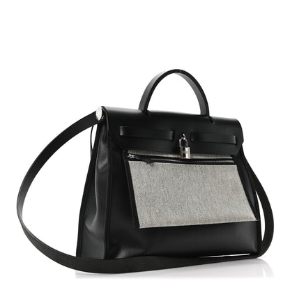 Hermes Toile H Berline Vache Hunter Herbag Zip PM 31 Black Ecru 4 of 10