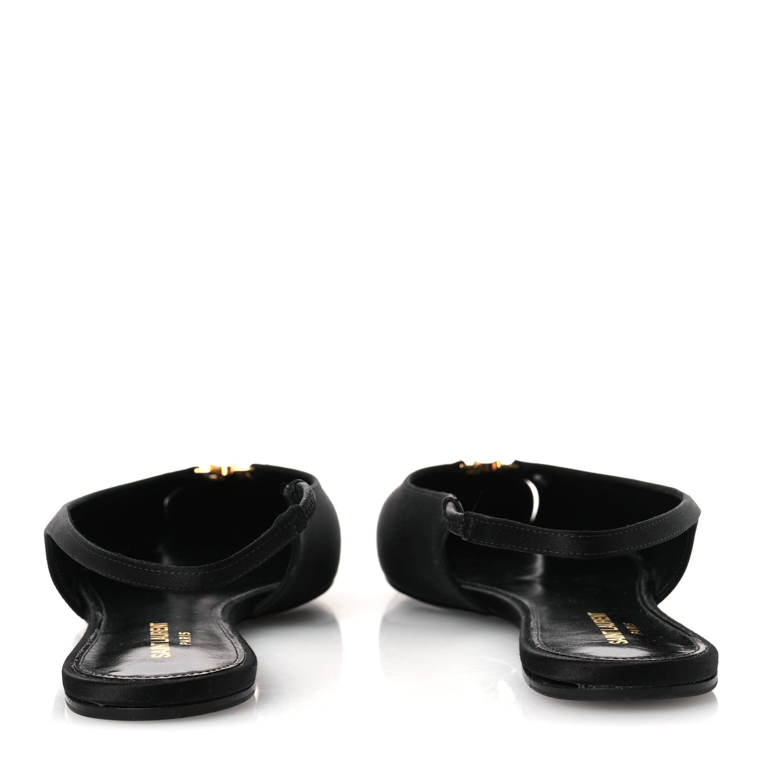 Saint Laurent Satin Crepe Babylone Slingback Flats 39 Black 6 of 12