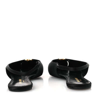 Saint Laurent Satin Crepe Babylone Slingback Flats 39 Black 6 of 12