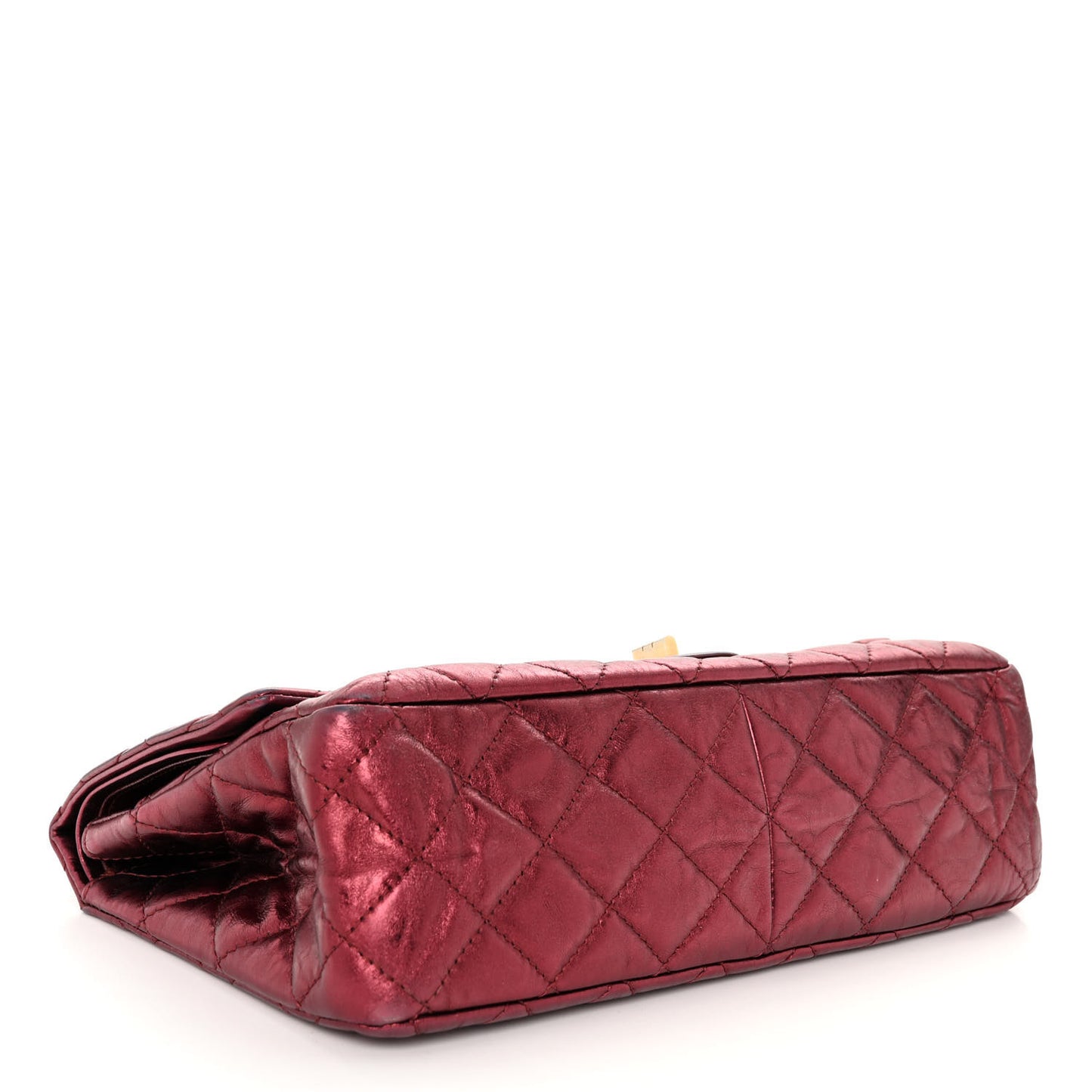 Metallic Aged Calfskin Quilted 2.55 Reissue 227 Flap Dark Red